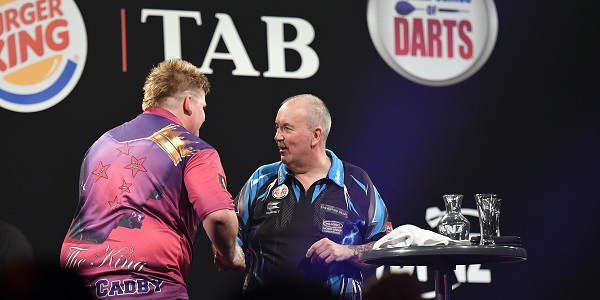 Corey Cadby & Phil Taylor - Auckland Darts Masters, presented by TAB & Burger King (Photosport, PDC)