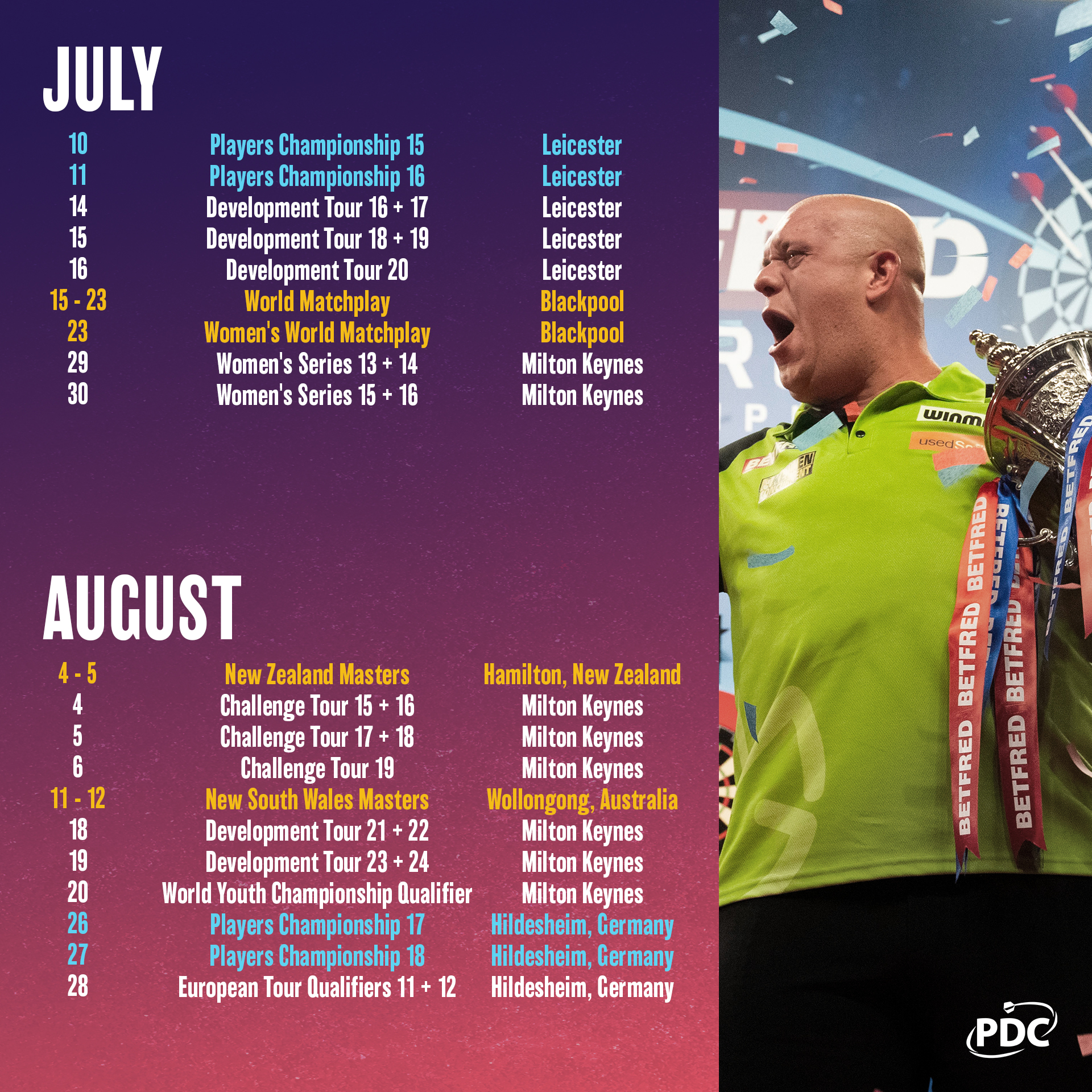 ​​​​2023 PDC Calendar