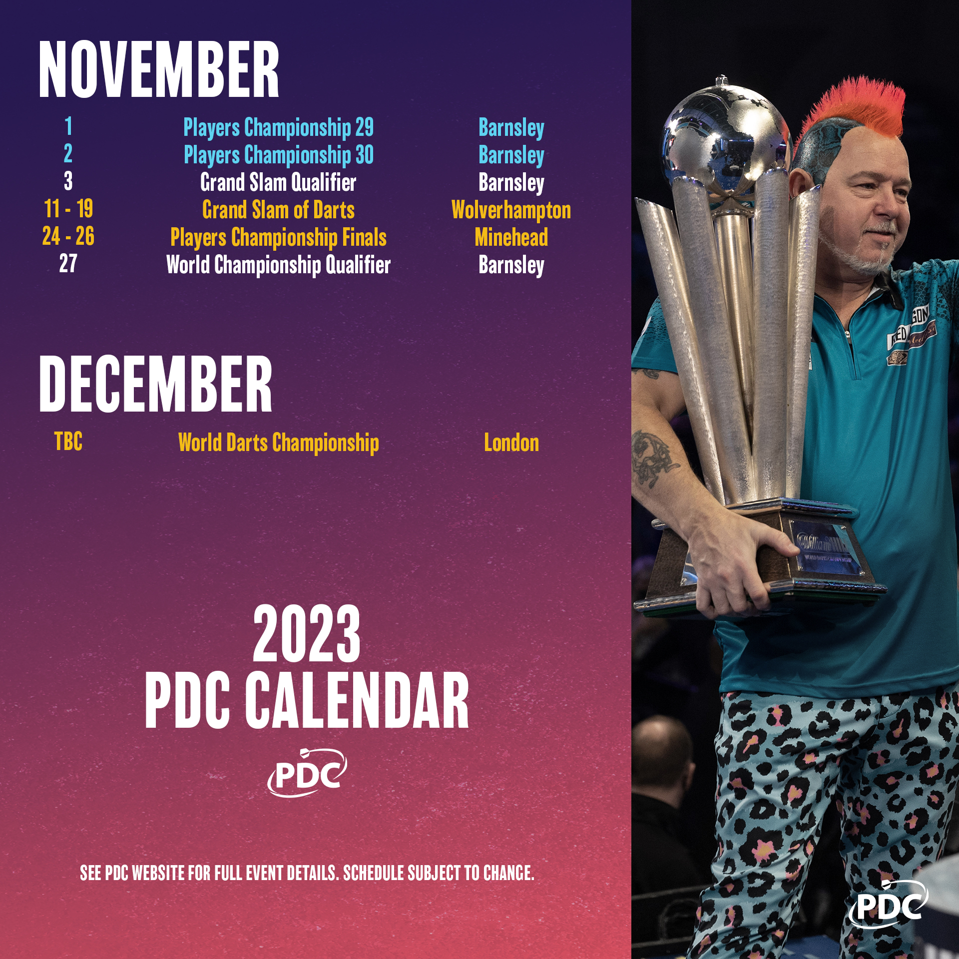 ​​​​2023 PDC Calendar