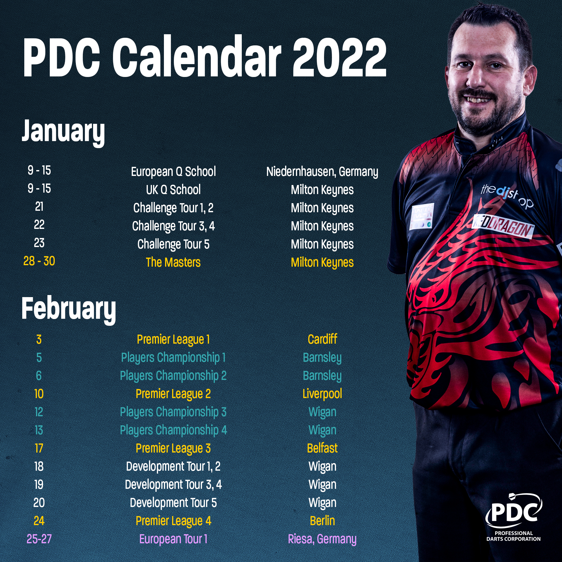 New Trier Calendar 2022 2022 Pdc Calendar Confirmed Up To End Of October | Pdc