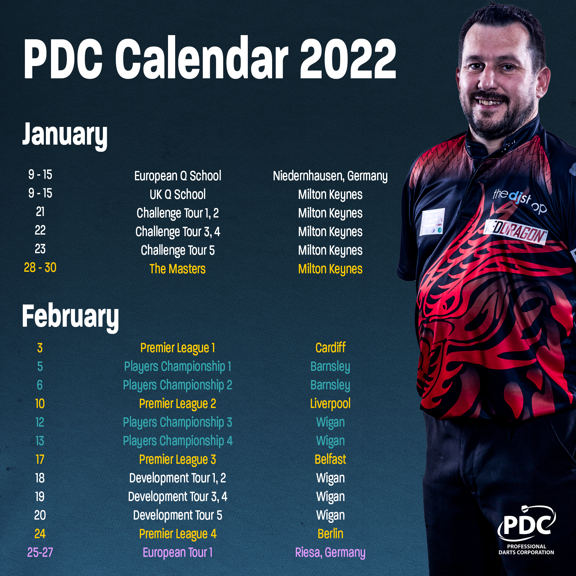 2022 PDC Calendar January-February