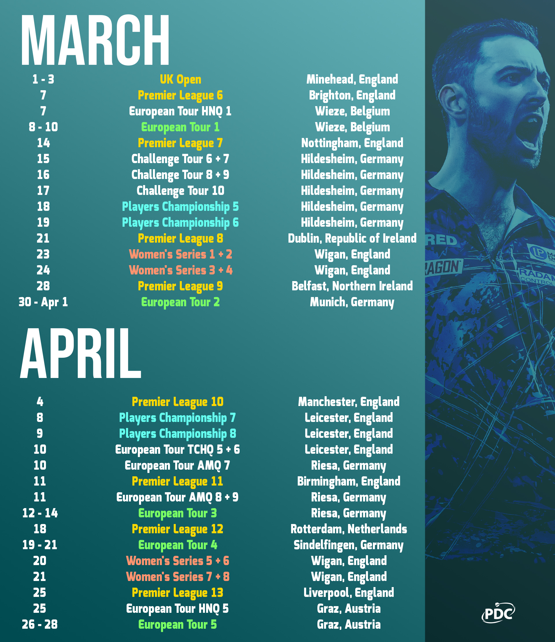 PDC Darts 2024 season: Tournament calendar, fixtures, results and