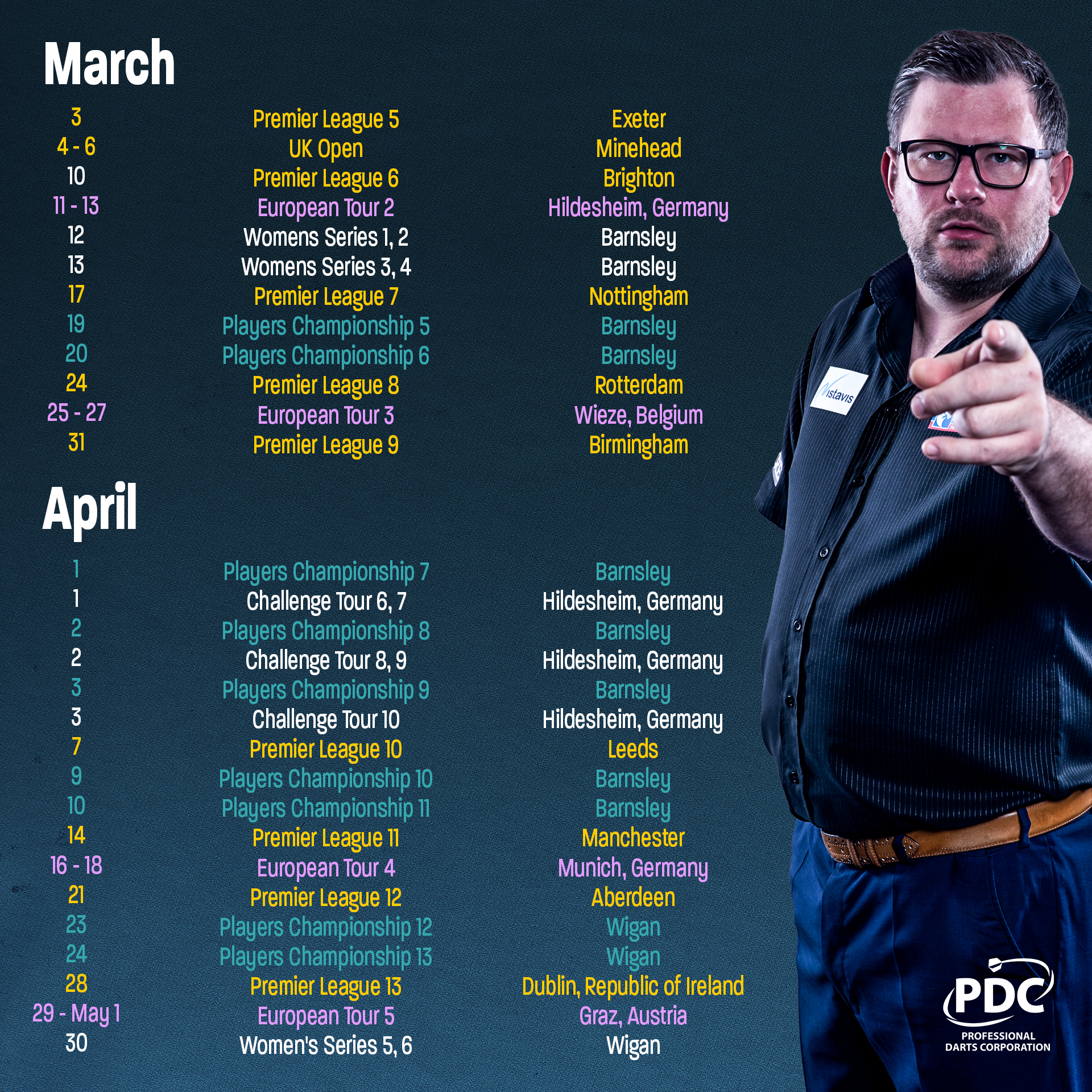 2022 PDC Calendar January-February