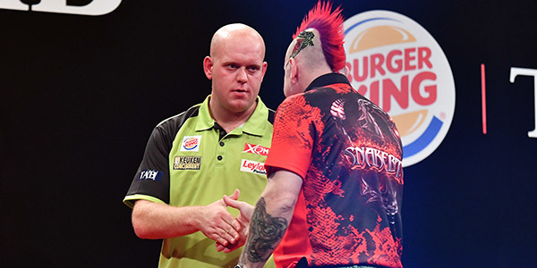 Michael van Gerwen, Peter Wright (Photosport NZ/PDC)