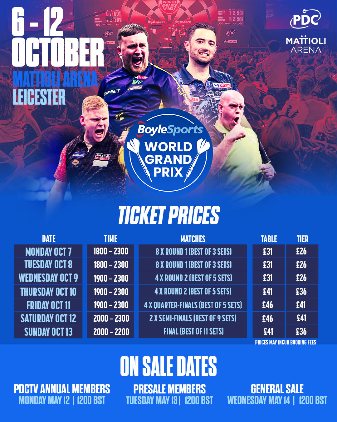 2025 BoyleSports World Grand Prix ticket prices