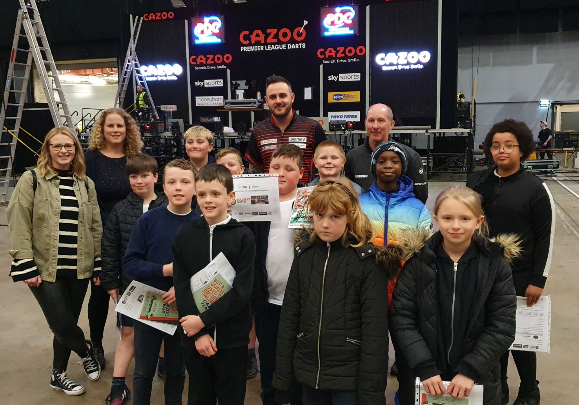 Park Spring Primary School pupils with Joe Cullen