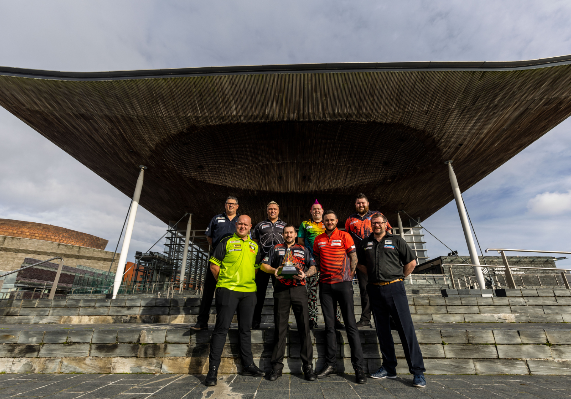 Premier League players at Welsh Parliament