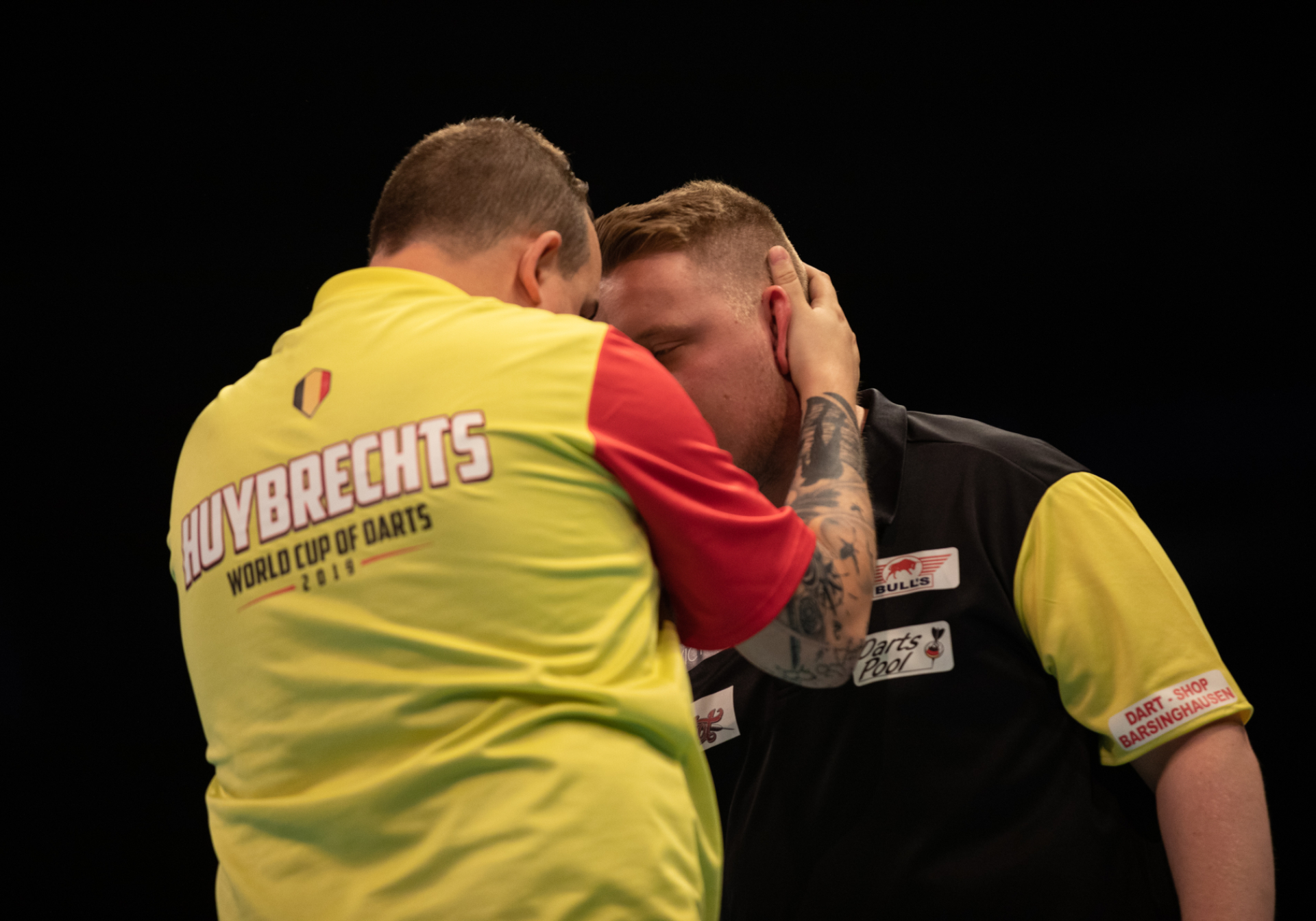 Belgium's Kim Huybrechts and Germany's Martin Schindler - BetVictor World Cup of Darts (Stefan Strassenberg)