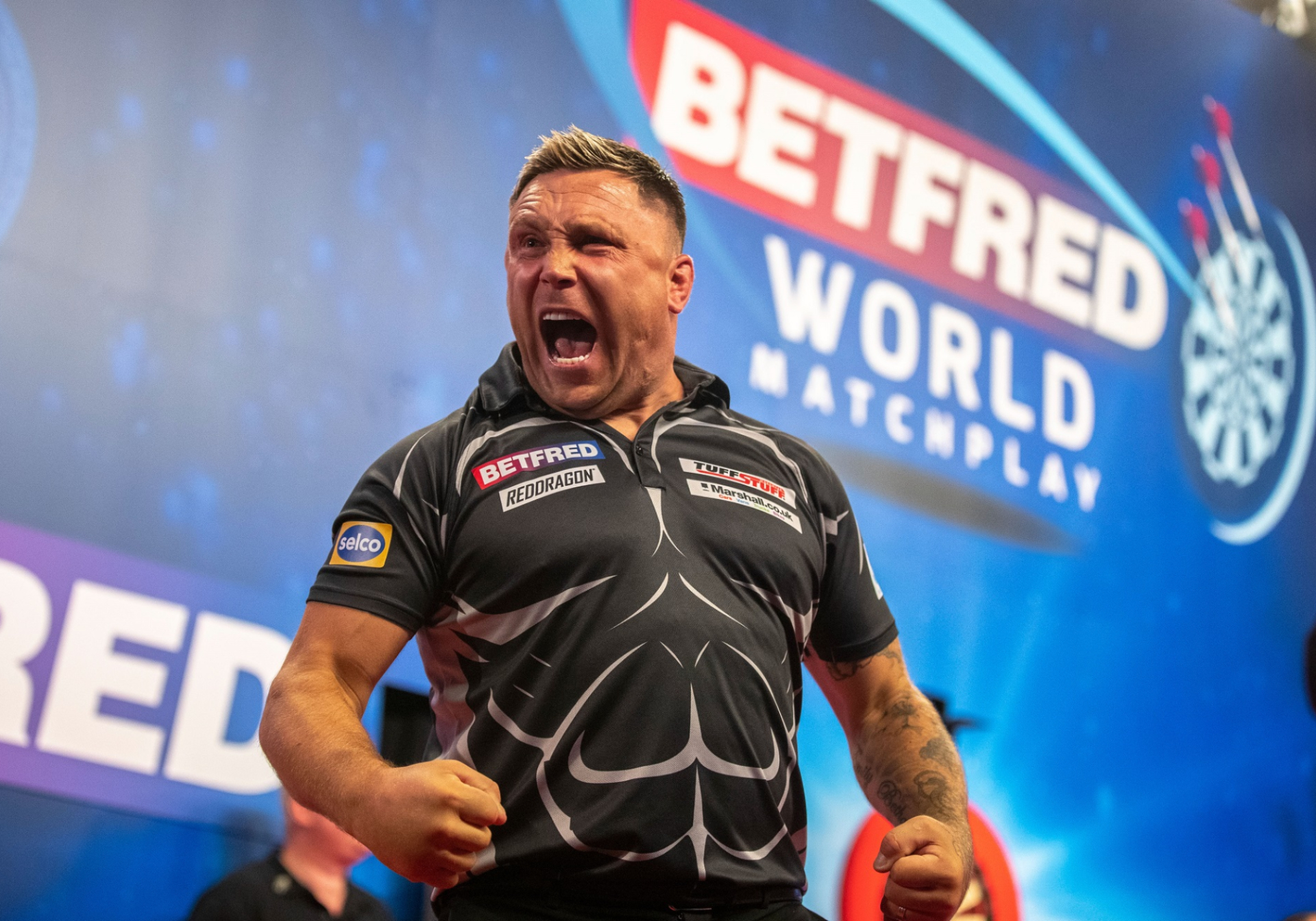 Price celebrates coming through a World Matchplay classic