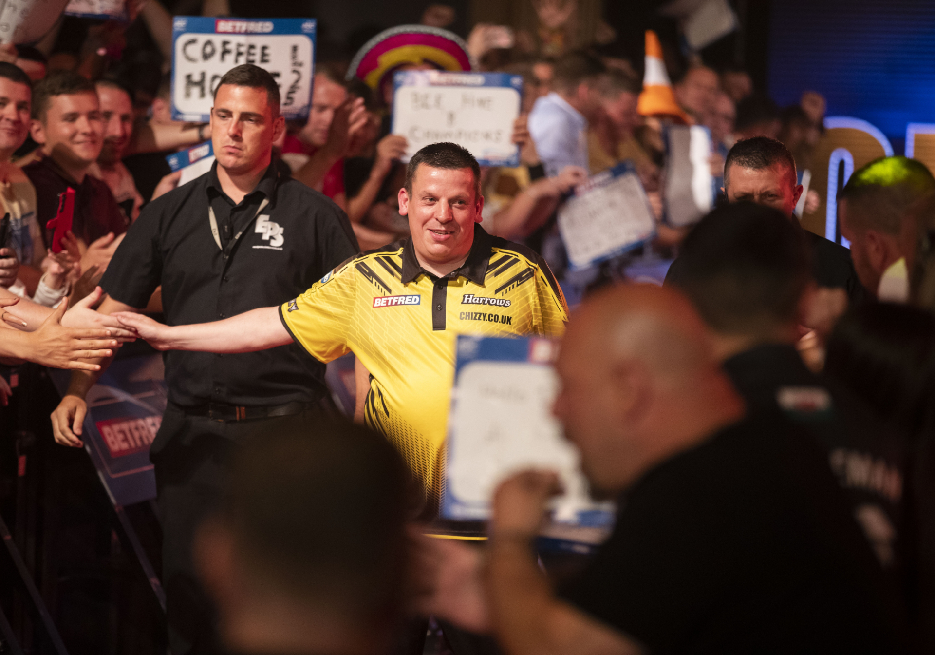 Dave Chisnall walks on to the Winter Gardens stage