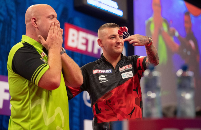 Michael van Gerwen & Nathan Aspinall (Taylor Lanning/PDC)