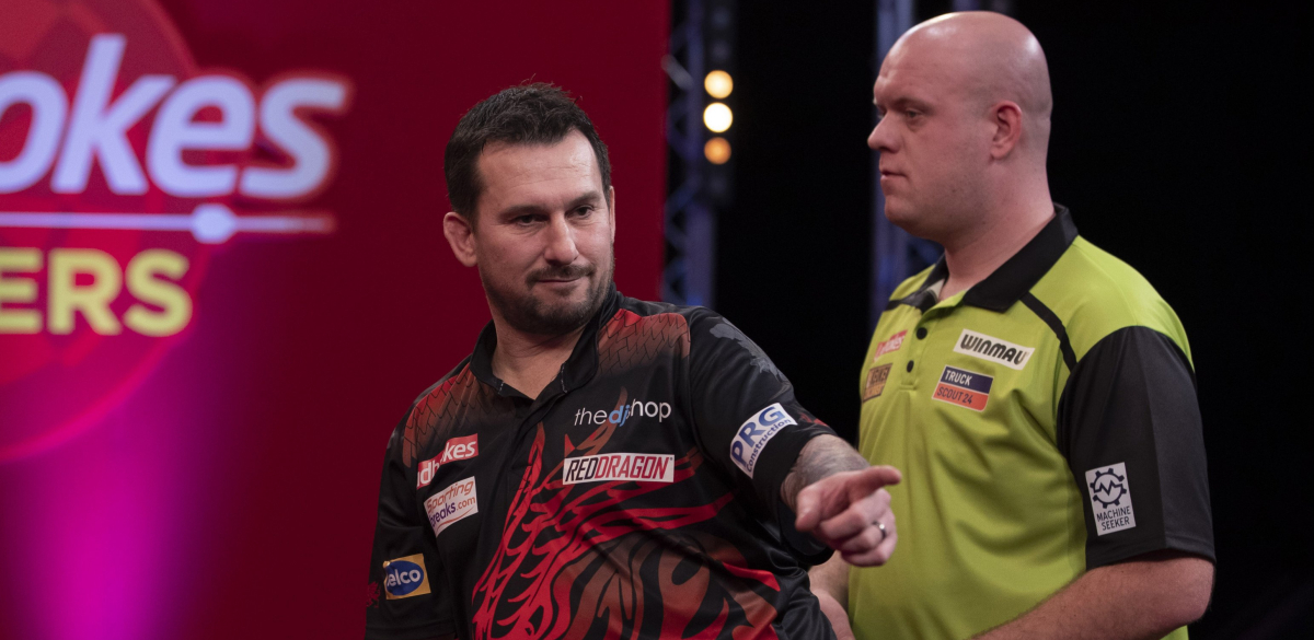 Jonny Clayton, Michael van Gerwen (Lawrence Lustig, PDC)