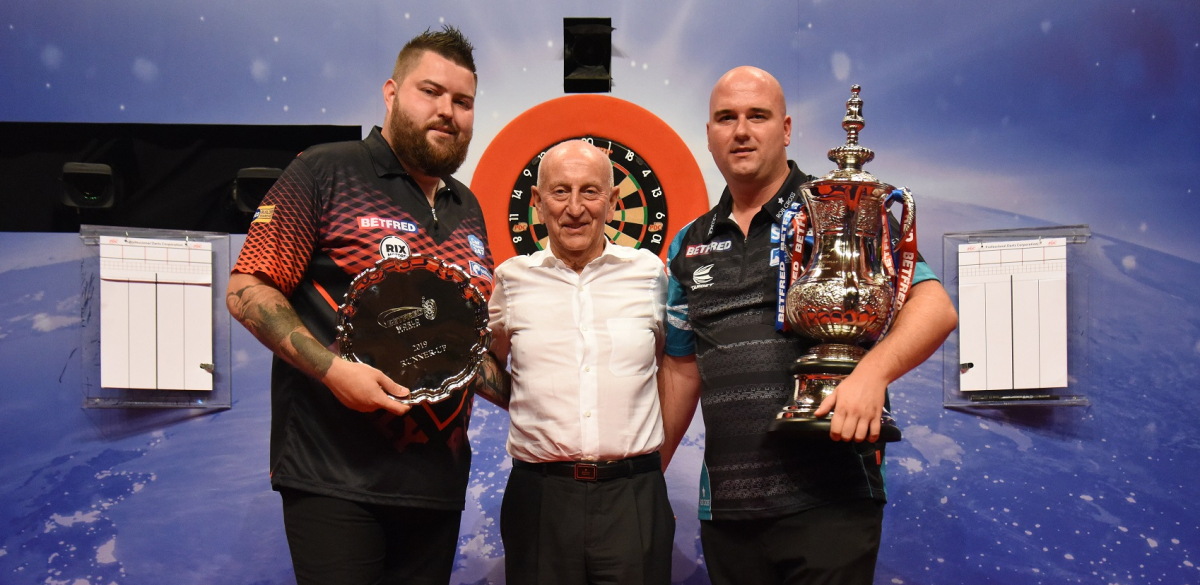 Betfred's Fred Done with Michael Smith & Rob Cross (Chris Dean, PDC)
