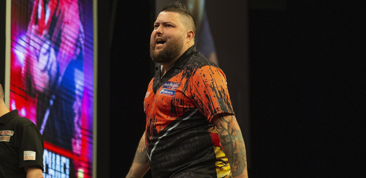 Michael Smith celebrates on Night 16 in Newcastle