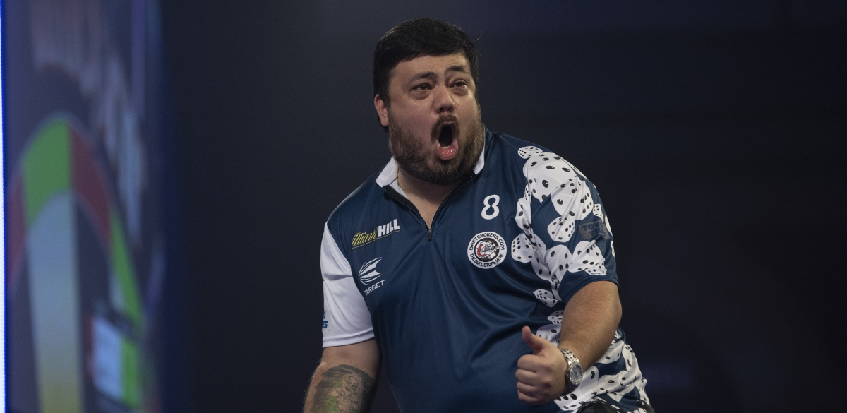 Danny Baggish celebrating on the PDC stage