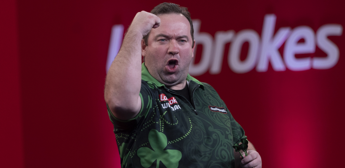 Brendan Dolan celebrates at the 2021 Players Championship Finals