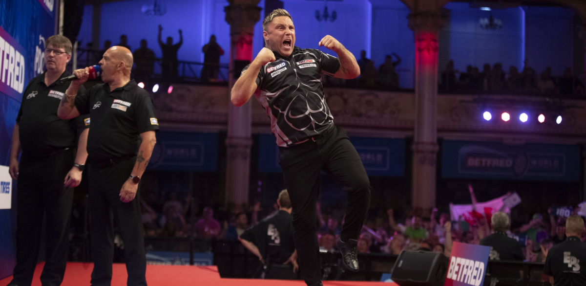 Gerwyn Price celebrates victory over Dave Chisnall