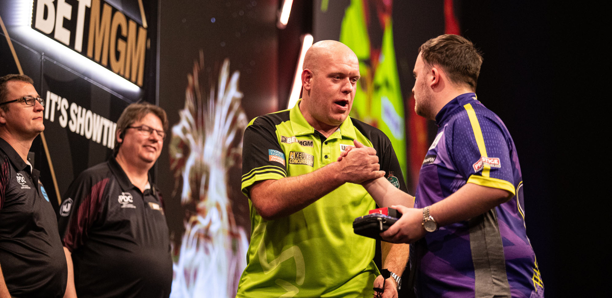 Michael van Gerwen & Luke Littler (Jonas Hunold/PDC)