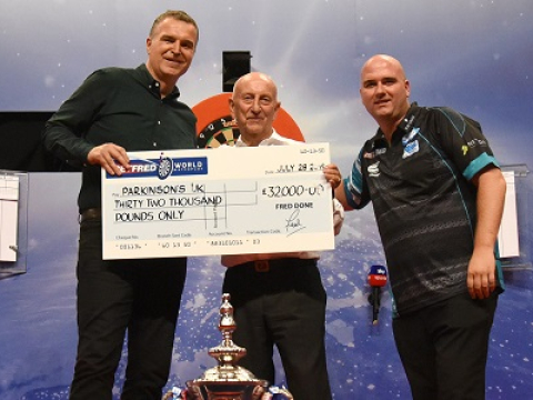 Betfred's Fred Done with Dave Clark & Rob Cross (Chris Dean, PDC)