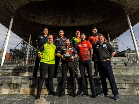 Premier League players at Welsh Parliament