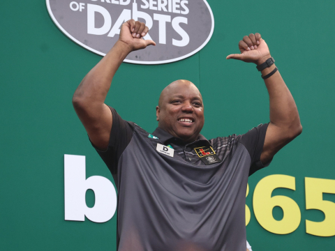 Leonard Gates celebrates after winning the North American Championship