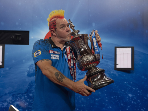 Peter Wright celebrates his 2021 World Matchplay success