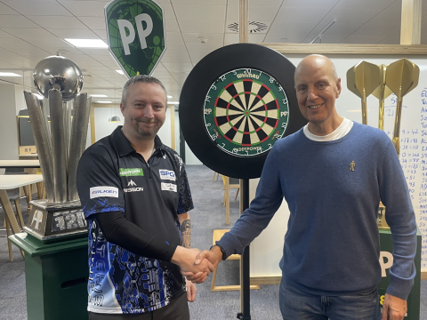 Ritchie Edhouse with Kevin Webber (Prostate Cancer UK)