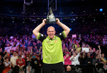 Michael van Gerwen lifts the Cazoo Premier League title