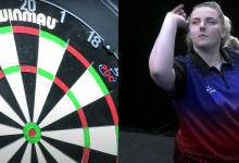 Chloe O'Brien in action at the PDC Women's Series