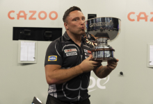 Gerwyn Price celebrates his 2021 Grand Slam success